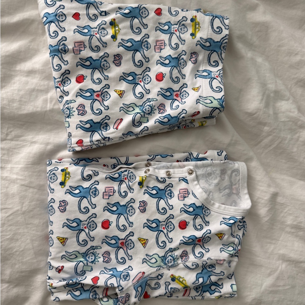 Roller Rabbit Blue and White Monkey Print Pajamas